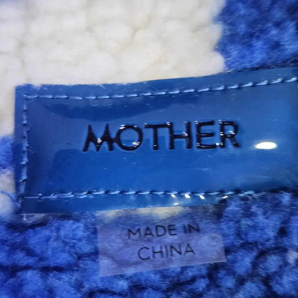 Mother Revolve Kickstand Jacket S Ice Cube Sherpa Coat Checkered Blue White Cozy - Picture 13 of 16